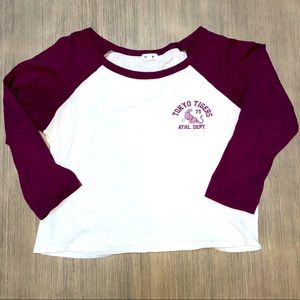 Baseball tee crop top